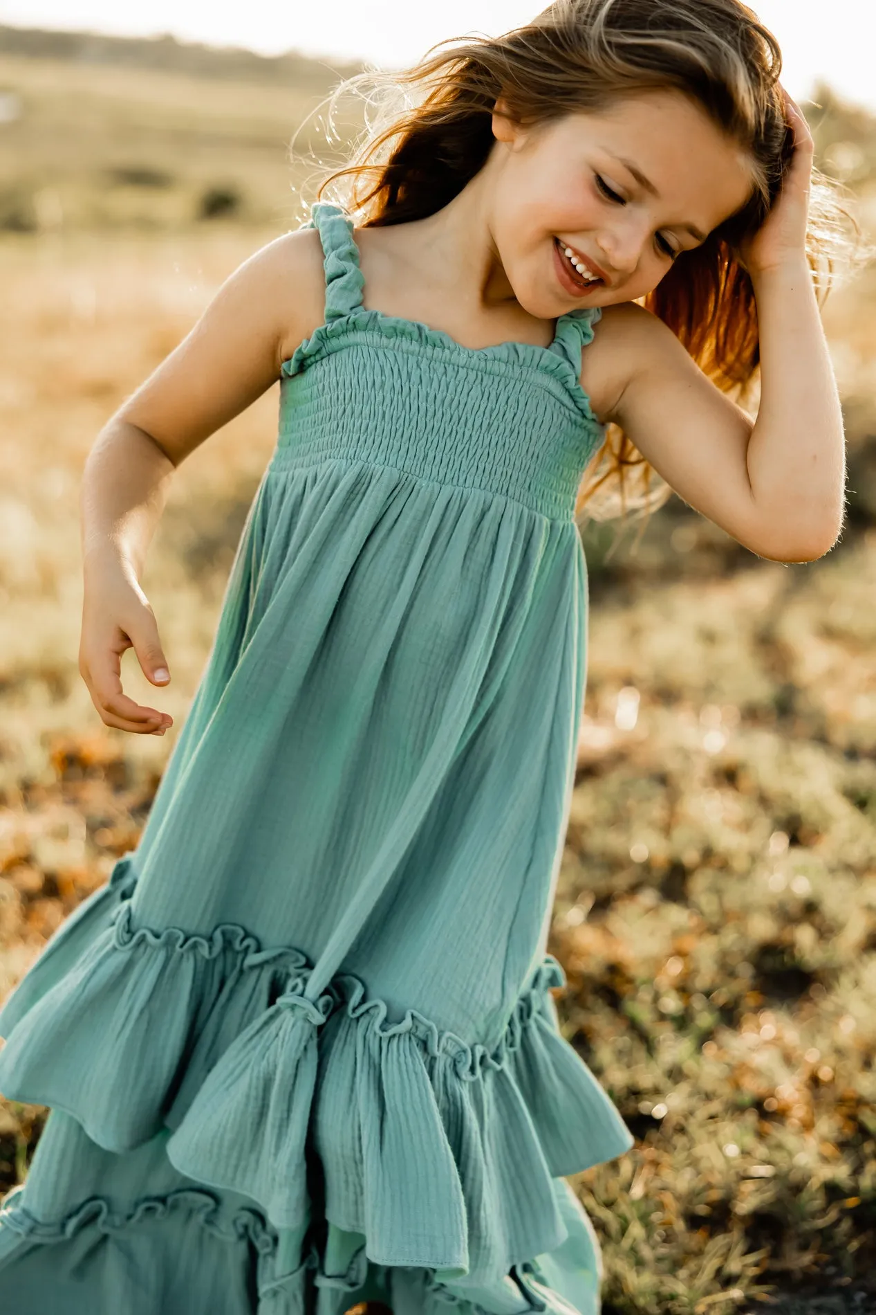 Macy Dress (soft teal muslin)