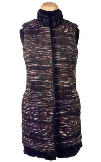 Mandarin Vest, Reversible less pockets - Sweet Stripes with Assorted Faux Fur - Only Smalls Left!