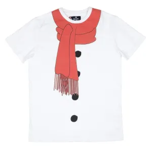 Mens Christmas T-Shirt Snowman Red Scarf White Fun Xmas Top