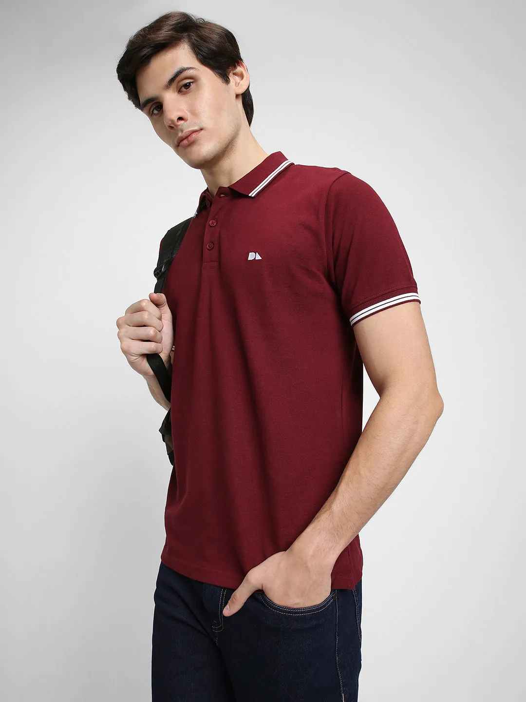 Men's Polo Regular Fit Solid Maroon T-shirt