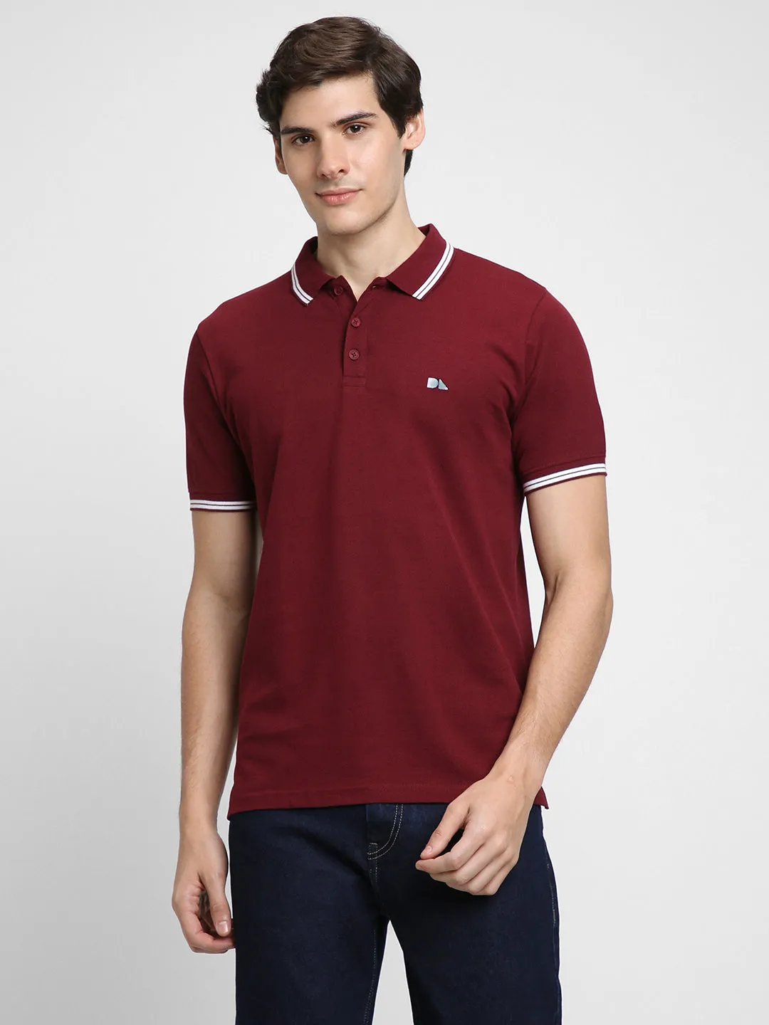 Men's Polo Regular Fit Solid Maroon T-shirt