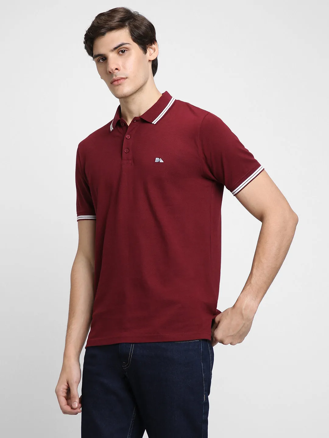 Men's Polo Regular Fit Solid Maroon T-shirt