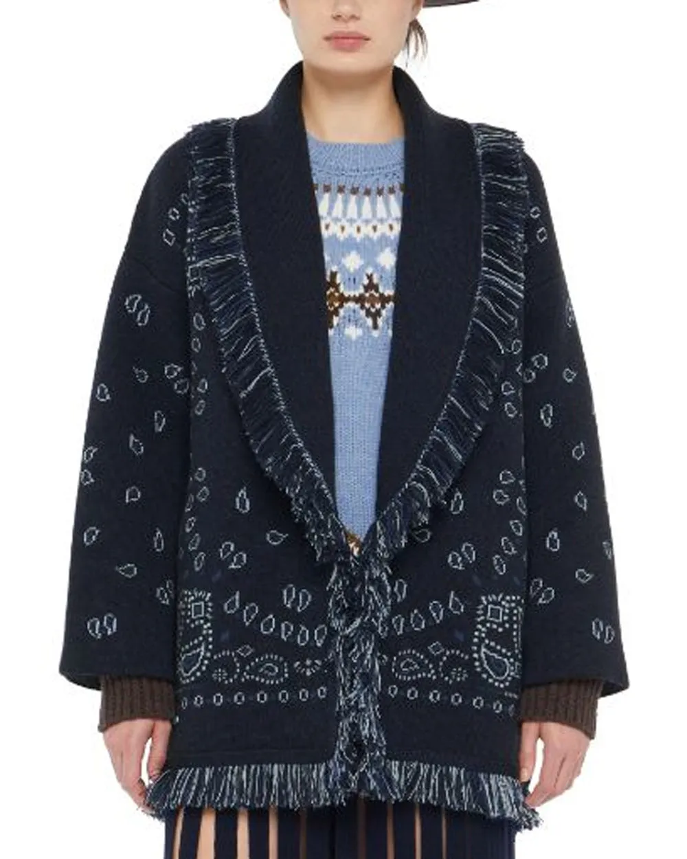 Midnight Blue Bandana Jacquard Cardigan