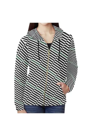 Moving Bars All Over Print Full Zip Hoodie for Women (Model H14)