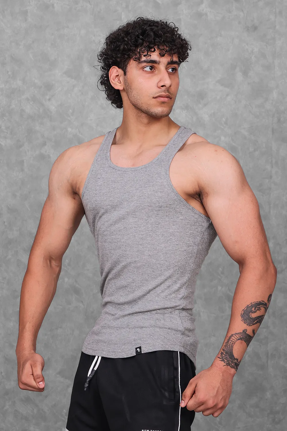 Muscle-Up Ribbed Tank - Grey