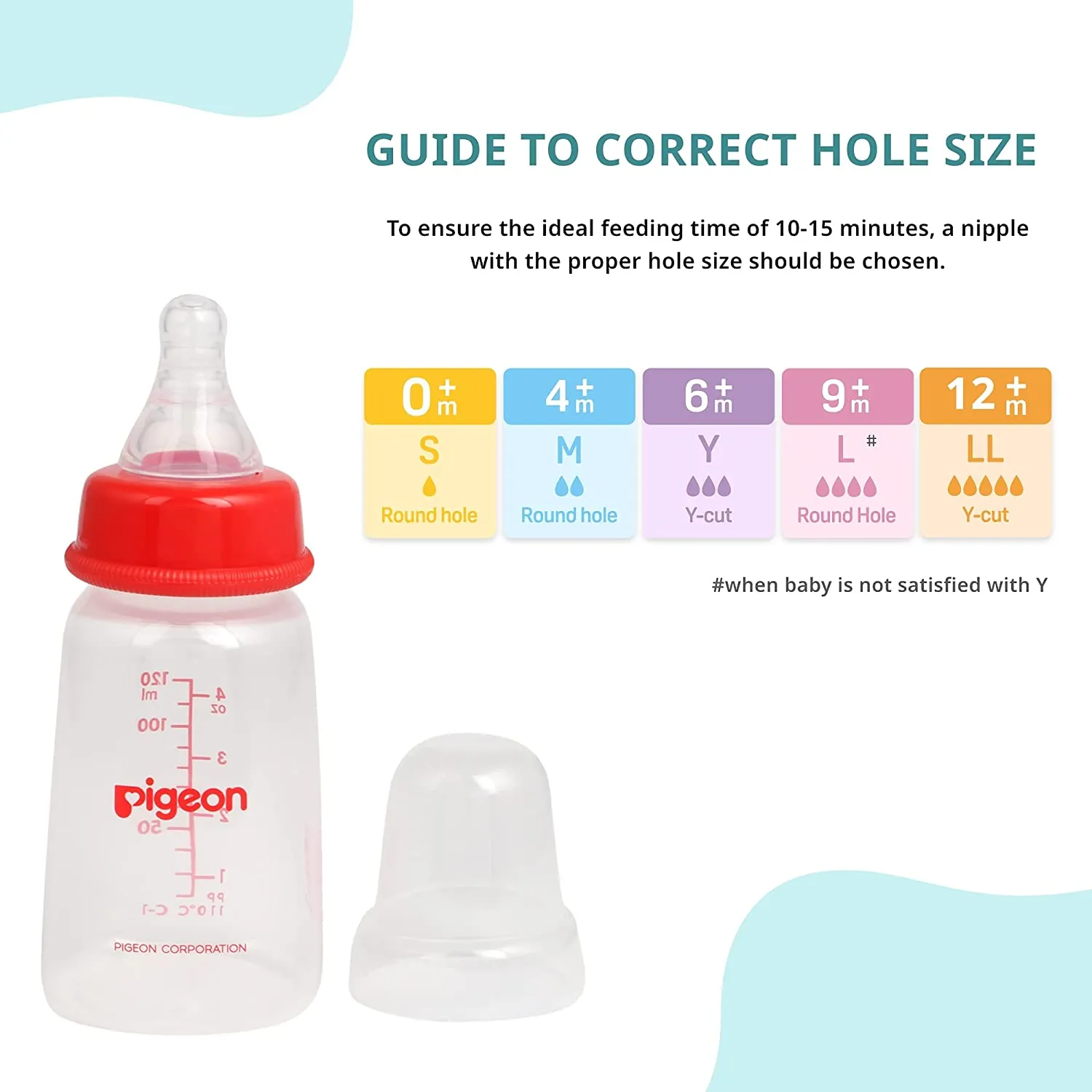 PIGEON Feeding Bottle Narrow Neck Square Base Flexible 0 m Age - 120ml