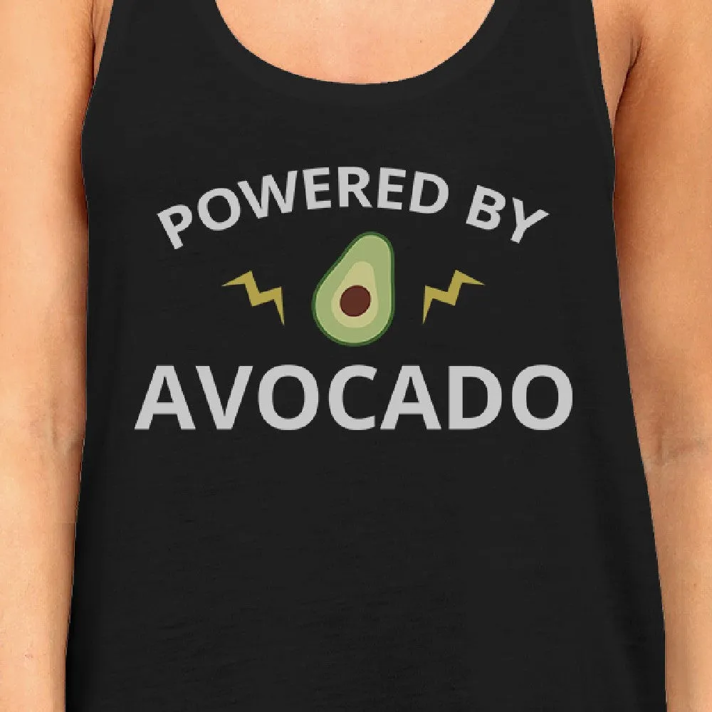 Powered By Avocado Womens Black Cute Graphic Tank Top Unique Design