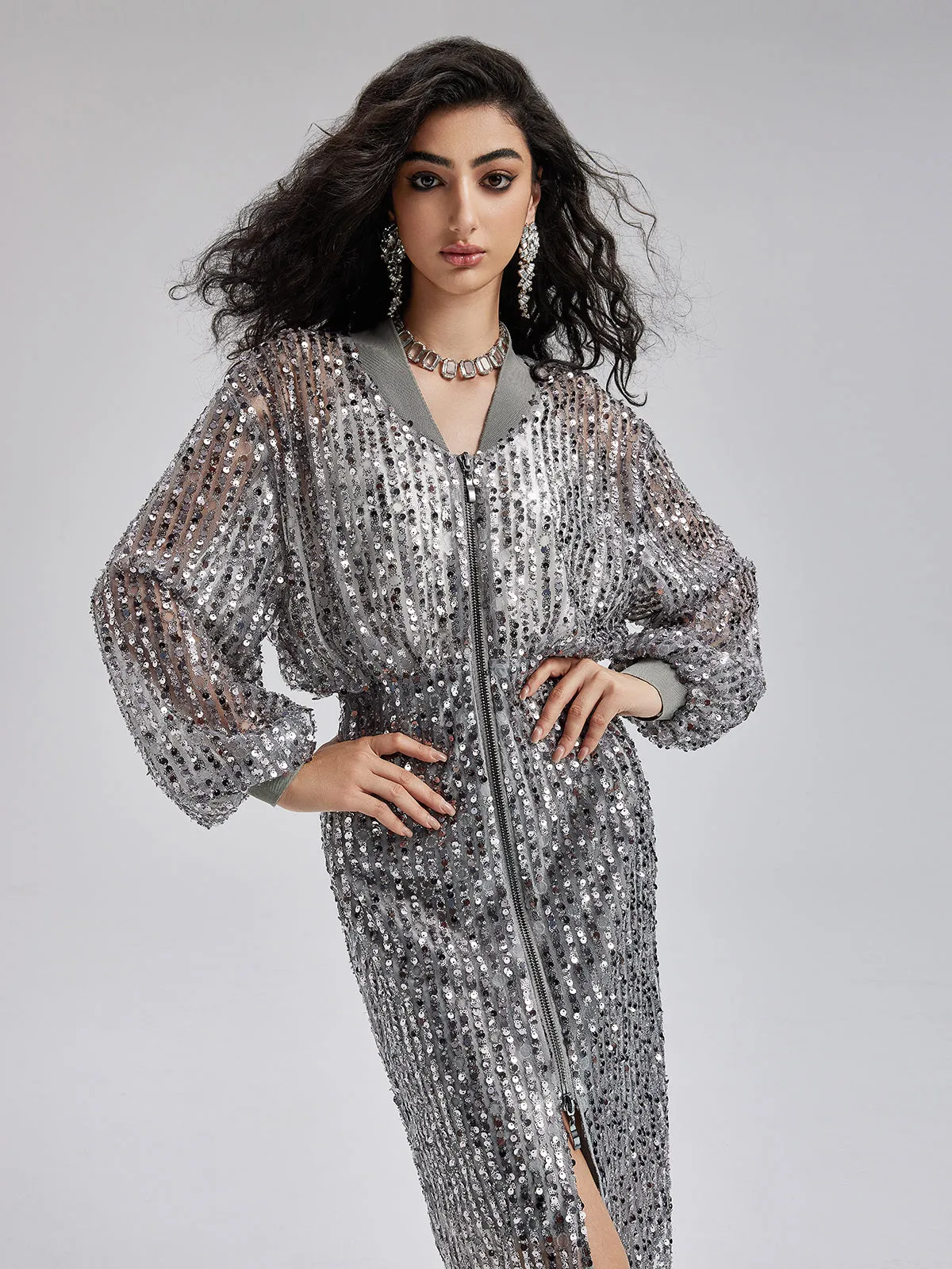 Sequin Beaded Elastic Dress