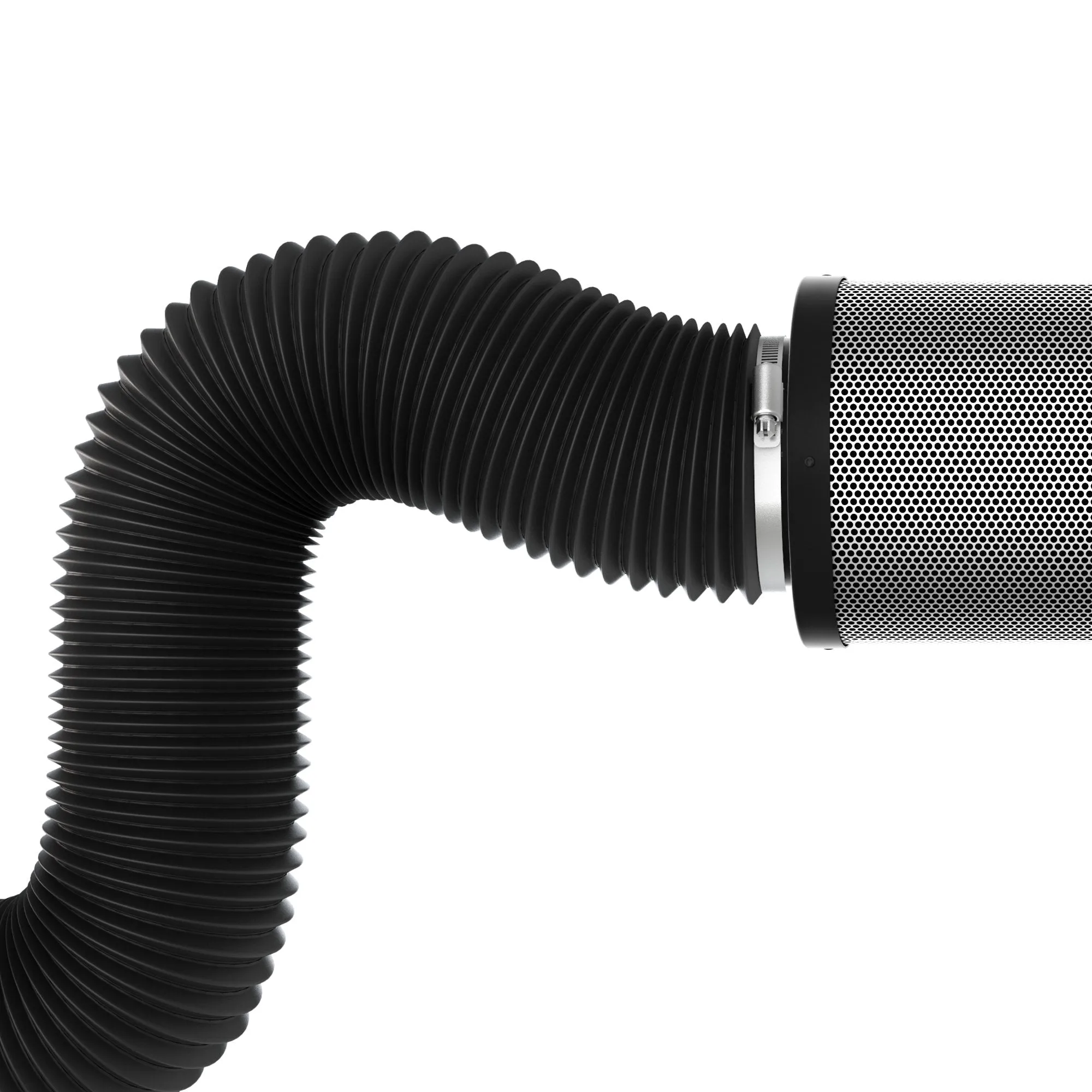 TerraBloom 8" Air Duct - 25 FT Long, Black Flexible Ducting with 2 Clamps