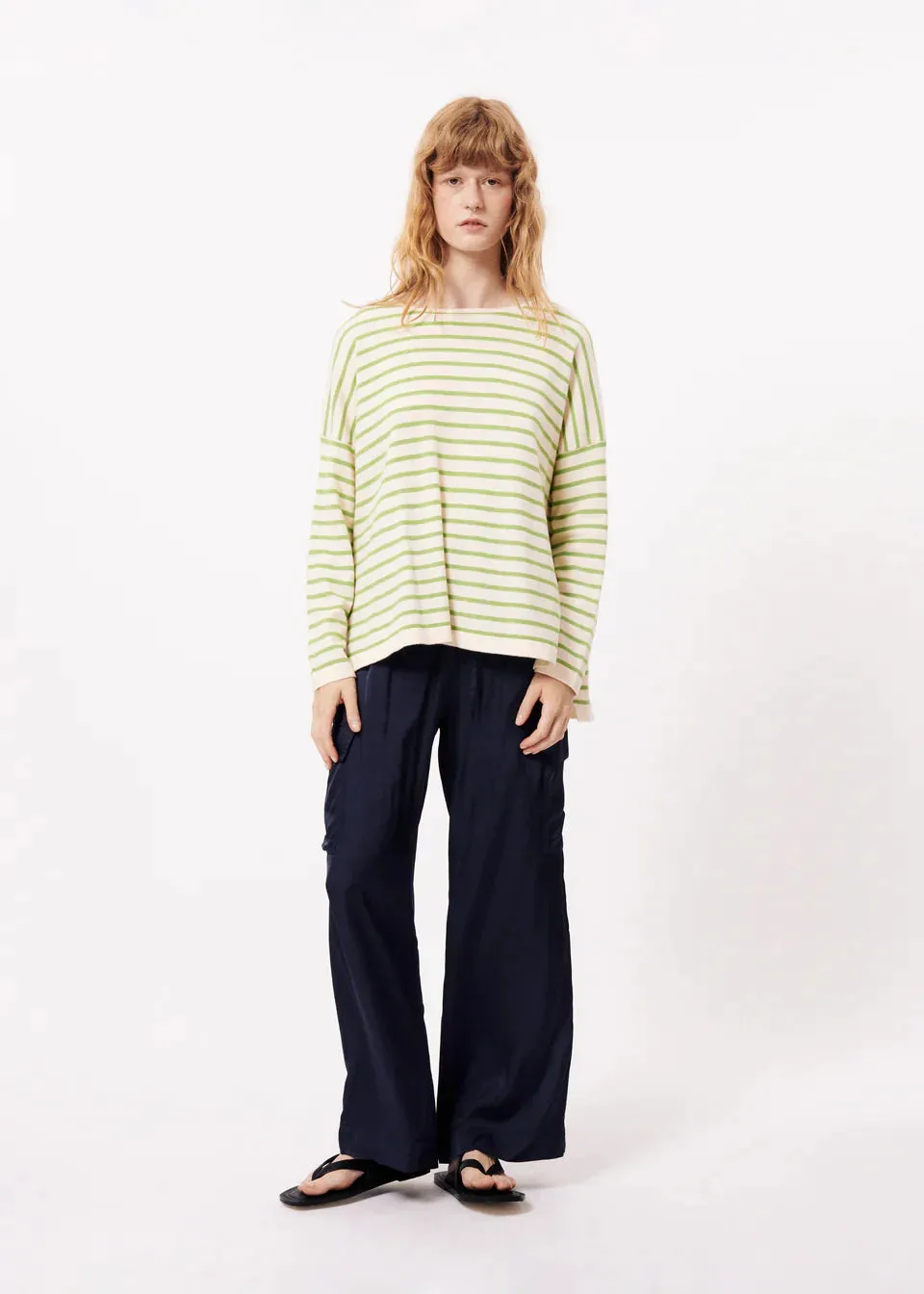 The Eileen Striped Sweater by FRNCH - Green Stripe