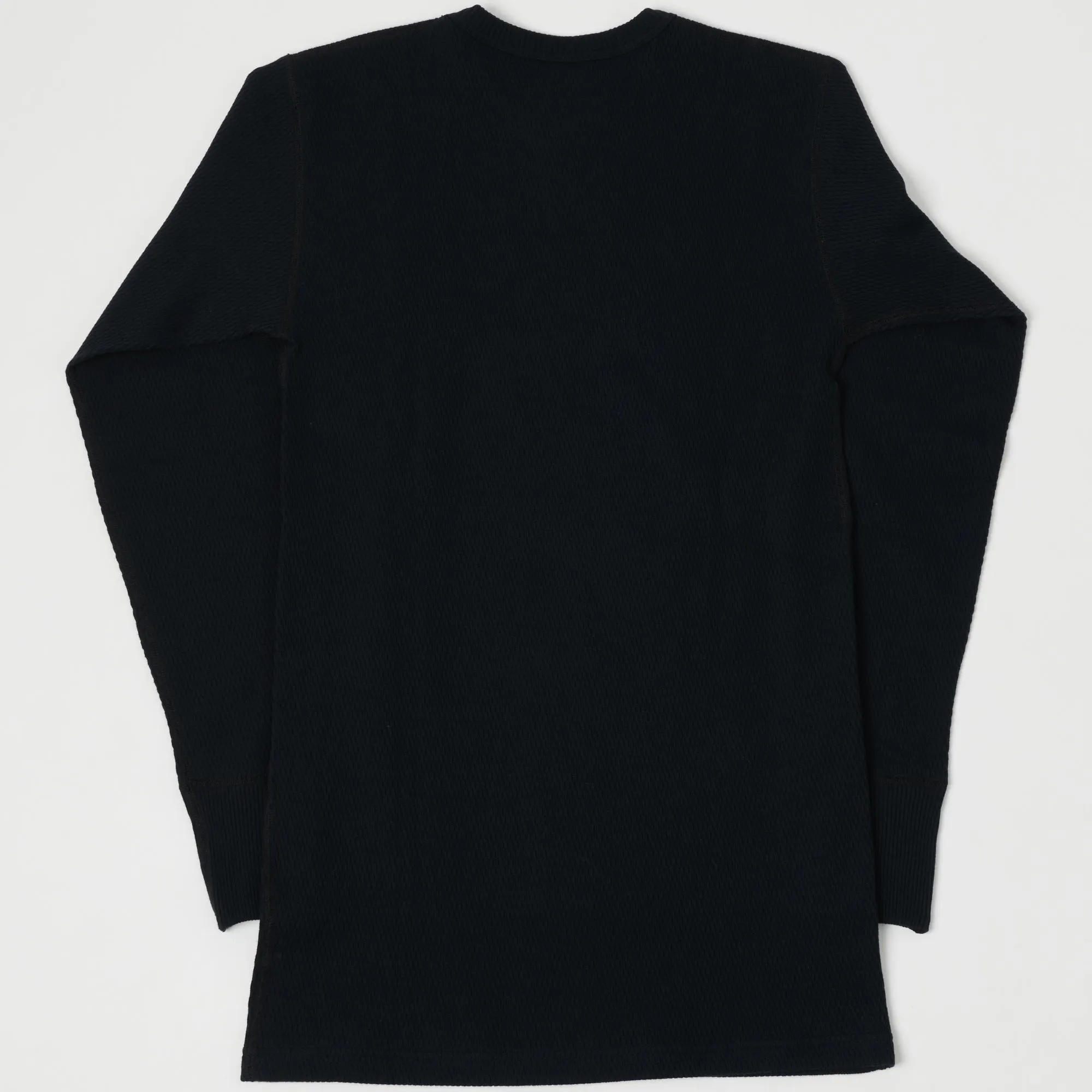 Warehouse & Co 5903 LS Waffle Knit Crew Neck Tee - Black