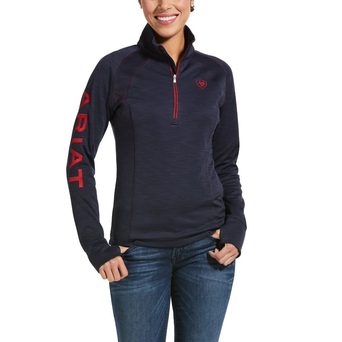 Womens Tek Team 1/2 Zip Heather/Navy