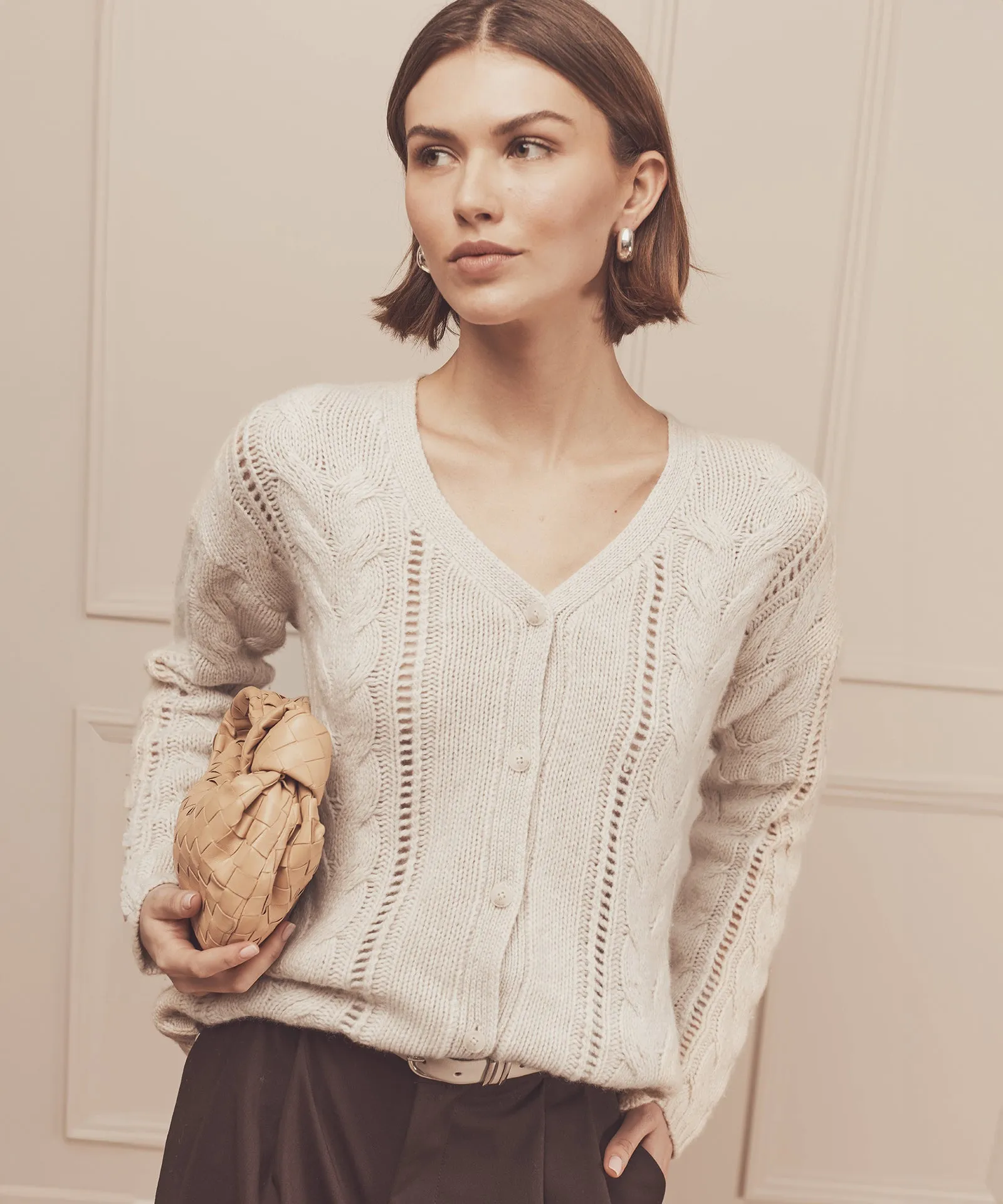 Wool Cashmere Statement Cable Cardigan