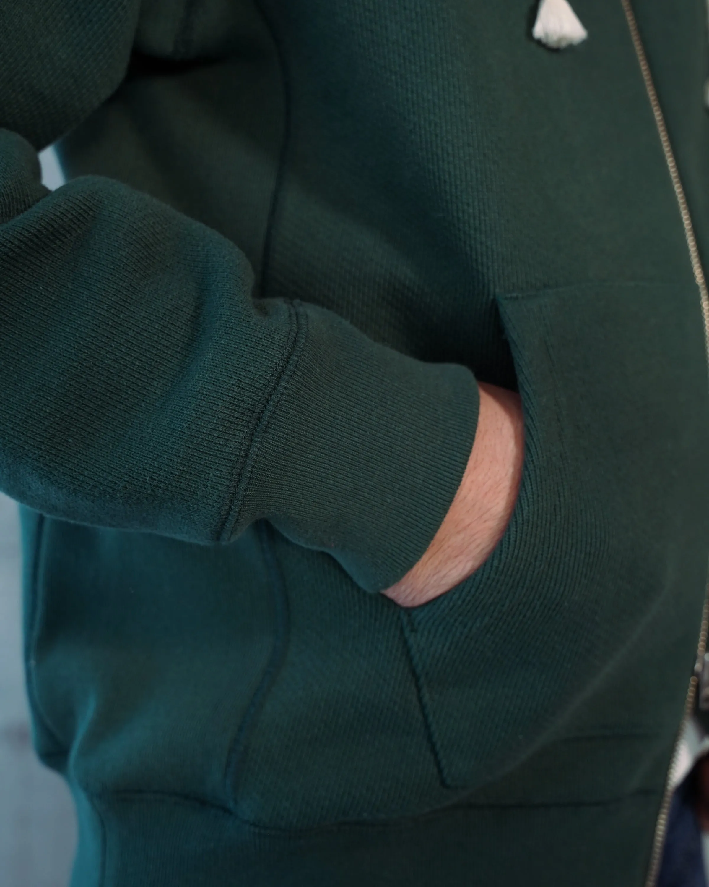 Zip Hoodie - 876gsm Double Heavyweight French Terry - Green