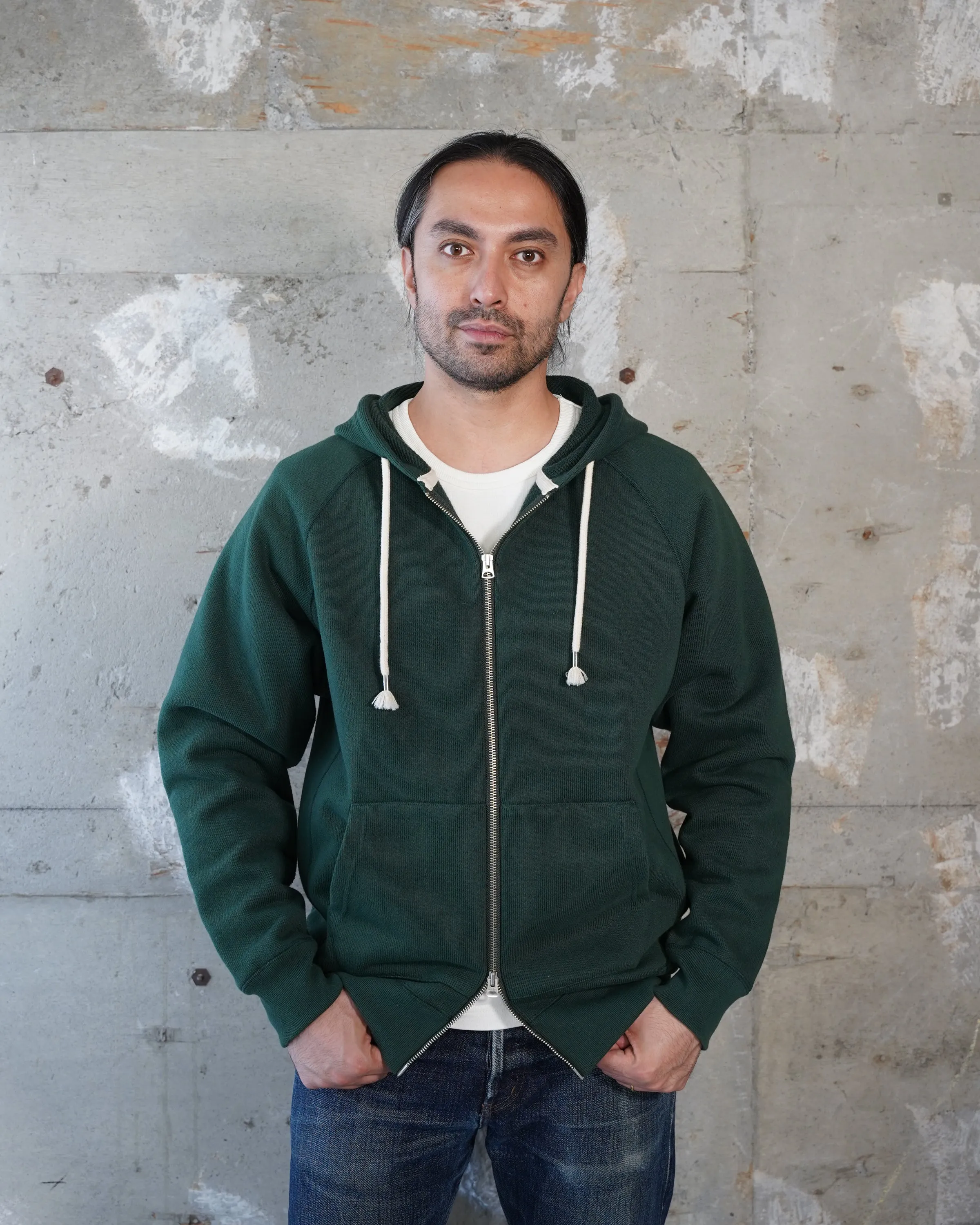 Zip Hoodie - 876gsm Double Heavyweight French Terry - Green